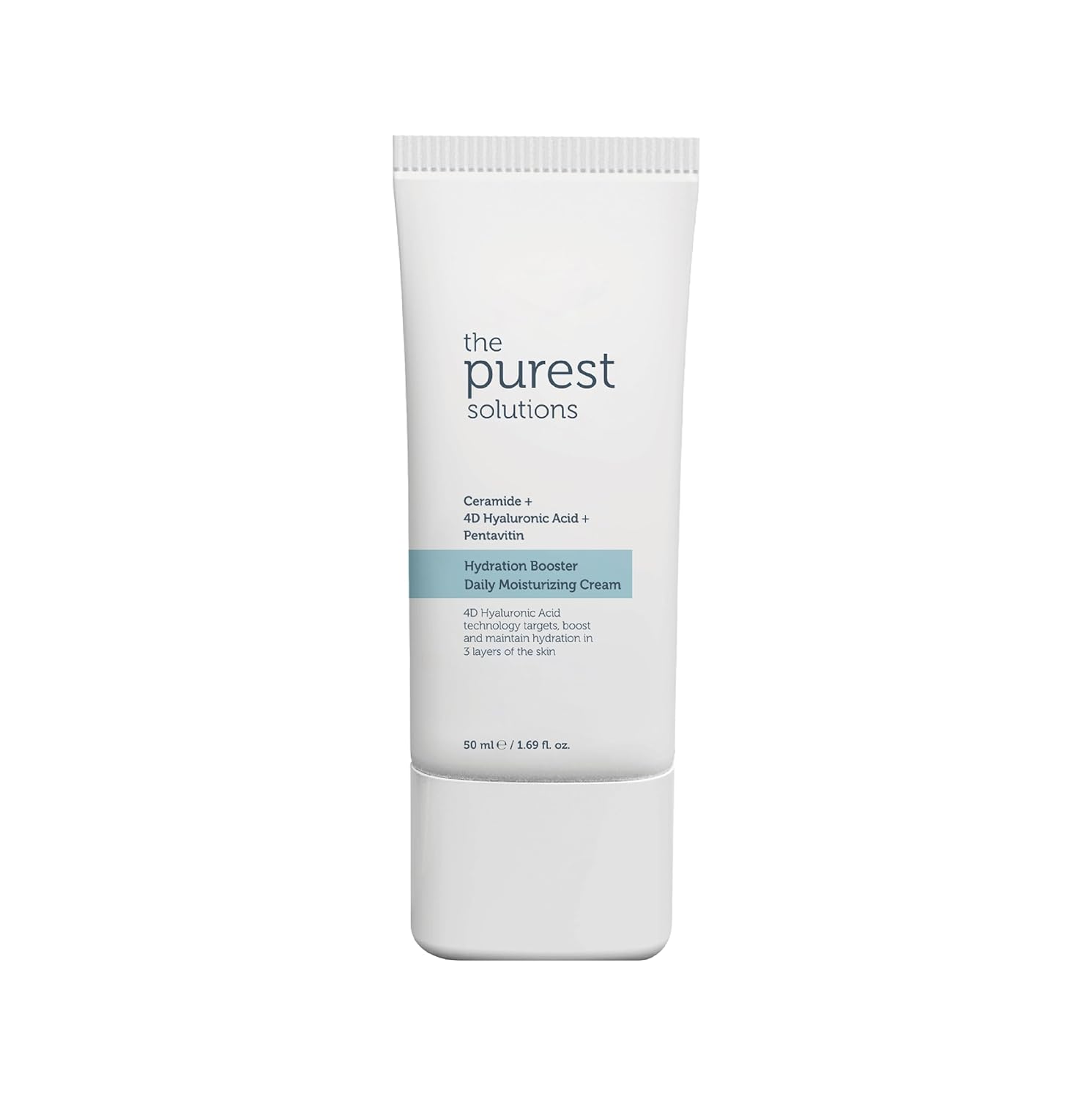 The Purest Solutions Hydration Booster Daily Moisturizing Cream - Ceramide + 4D Hyaluronic Acid + Pentavitin - 24-Hour Effective Intensive Care for All Skin Types - Vegan | Cruelty Free (1.69 fl. oz)