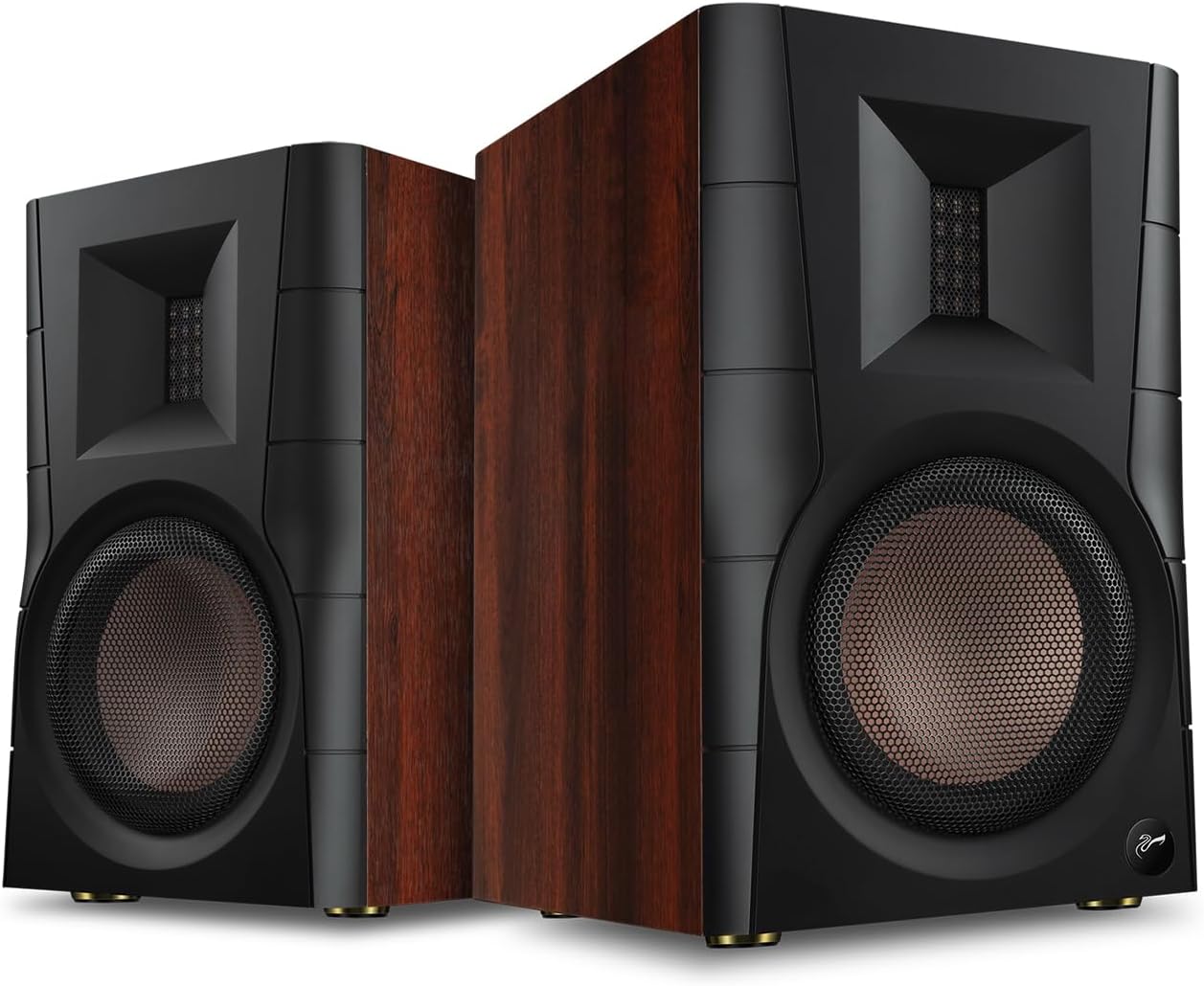 HiVi-Swans D100 Bluetooth Powered Bookshelf Speakers - Bluetooth Desk Speakers for TV/Turntable/PC - 4 Inch Near Field HiFi Speakers 62w RMS - Wood Grain