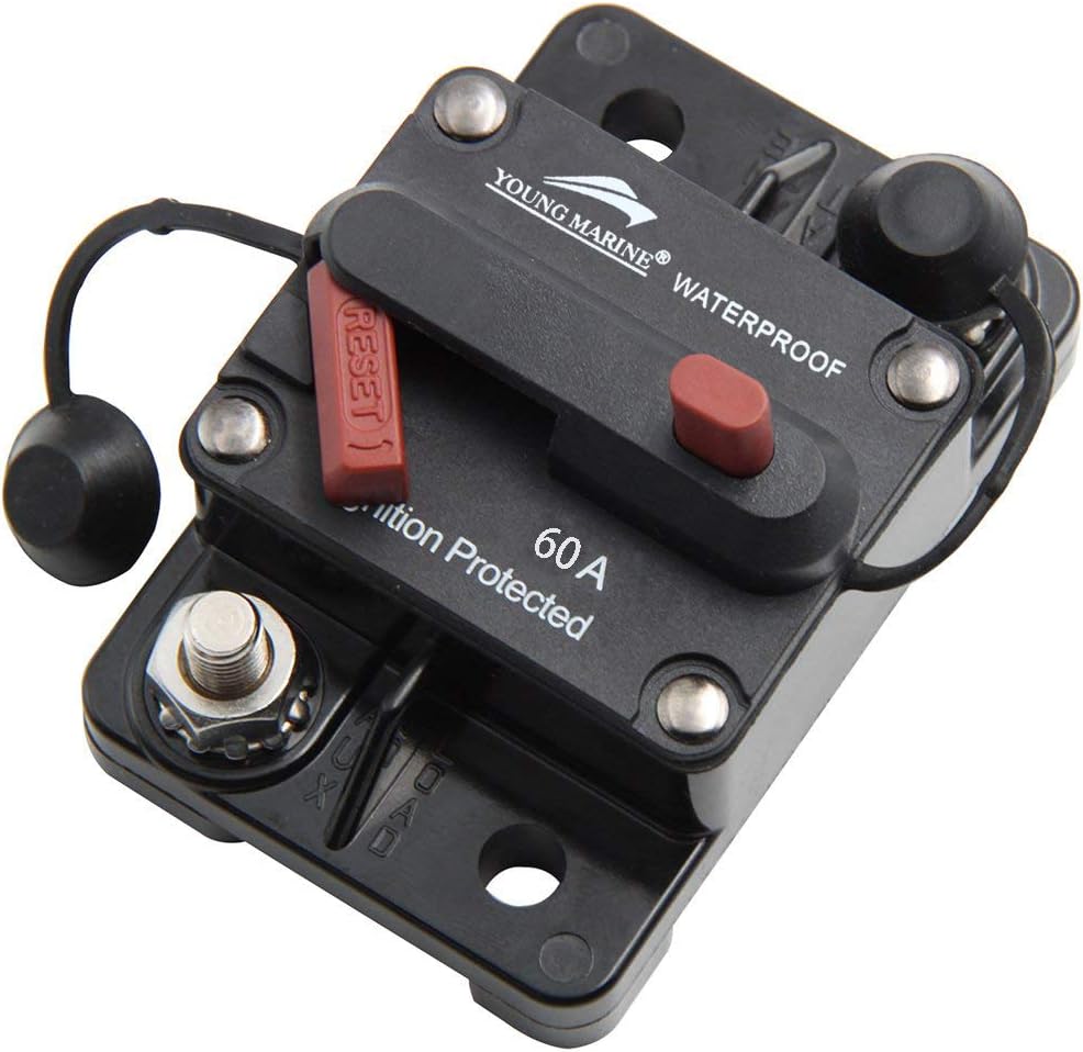Young Marine Circuit Breaker for Boat Trolling with Manual Reset,Water Proof,12V- 48V DC