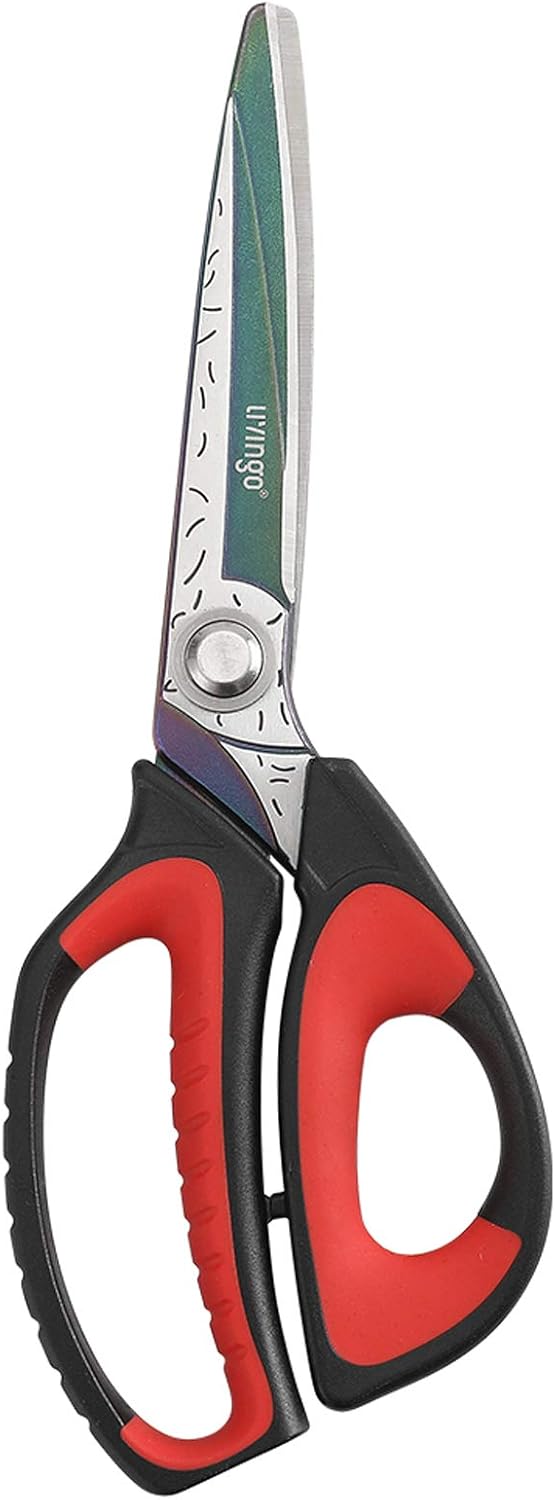 LIVINGO 10" Multipurpose Heavy Duty Scissors, Titanium Coating Ultra Sharp Forged Stainless Steel Tool Industrial Cutting Shears for Fabric, Dressmaking, Carpet, Material, Household, Gardening