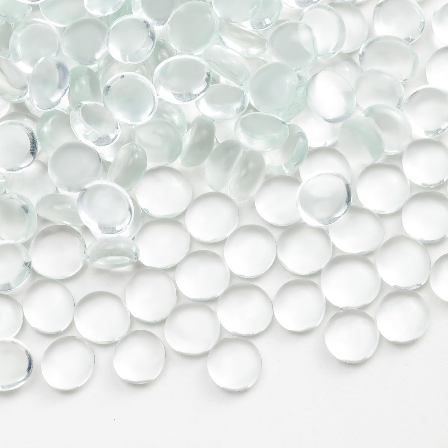 13-16mm 380 Pcs Small Glass Pebbles, 2 lbs Flat Marble Beads, Vase Filler Stones Fire Glass Pebbles Artificial Gemstones Decorative Glass Stones for Aquarium, Flowerpot, Landscaping