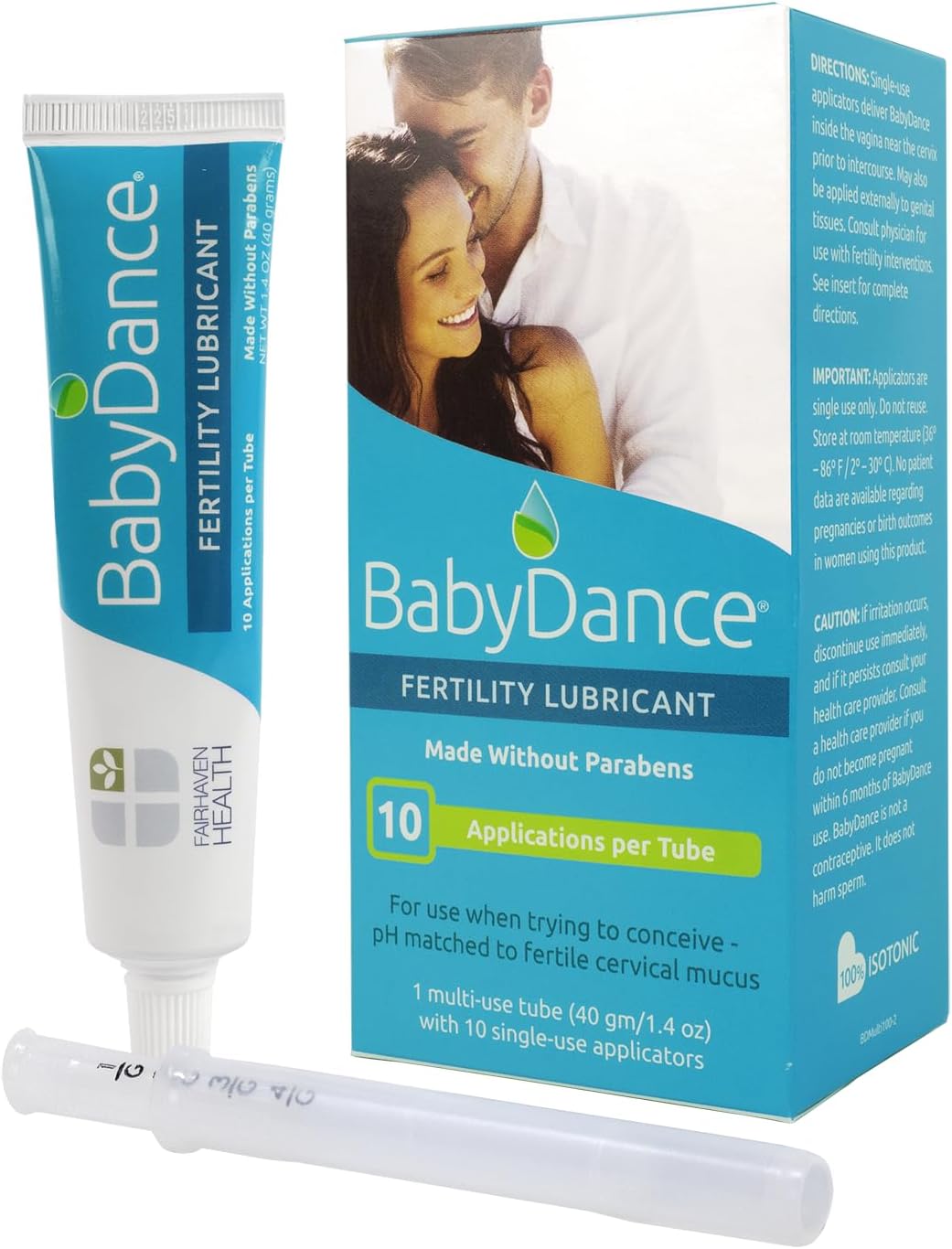 Fairhaven Health BabyDance Fertility Lubricant with 10 Single Use Applicators | for Men and Women Trying to Get Pregnant | Water Based Personal Lube | Made Without Parabens | 40 Grams