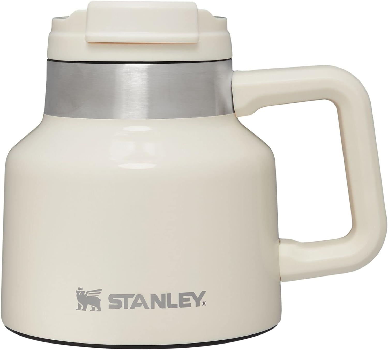 Stanley Tough-To-Tip Admiral's Mug 20 oz | Twist-on Flip Open Lid | Wide Body with Non-Skid Rubber Base | Insulated Stainless Steel Coffee Cup | BPA-Free | Cream Gloss
