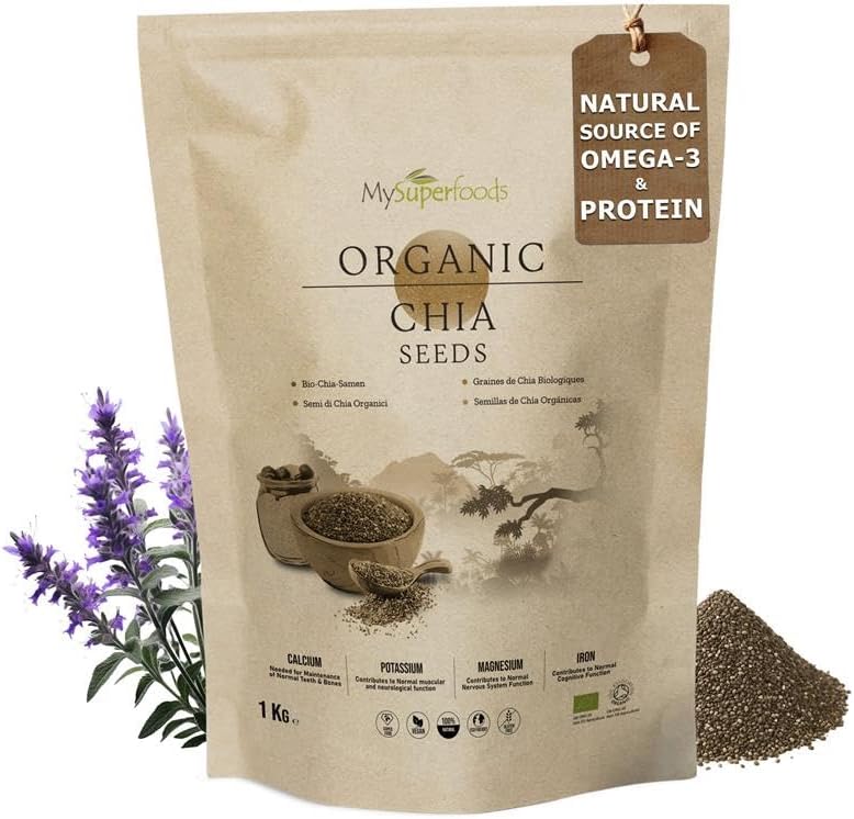 MySuperfoods Organic Chia Seeds 1kg, Natural Source of Omega-3 & Protein