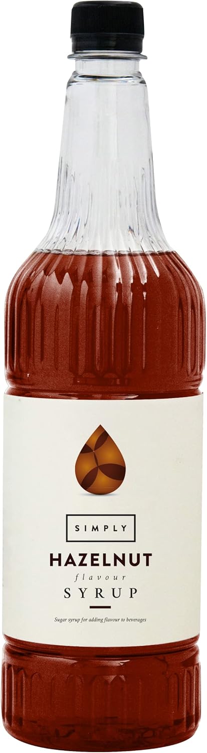 Simply Hazelnut Syrup, Vegan & Nut Free Flavoured Syrup for Coffee, Cocktails & Baking (1 Litre)