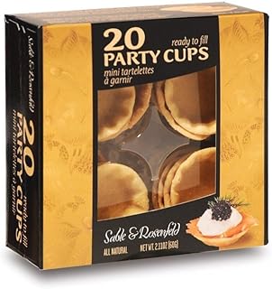 Party Cups - 20 Mini Tart Shells for Filling with Sweet or Savory Toppings for Appetizers, Hors d’Oeuvres, Mini Quiche, Mini Pie Crusts, Mini Pastry Shells - Sable & Rosenfeld - 2.10 Oz (Pack 1)