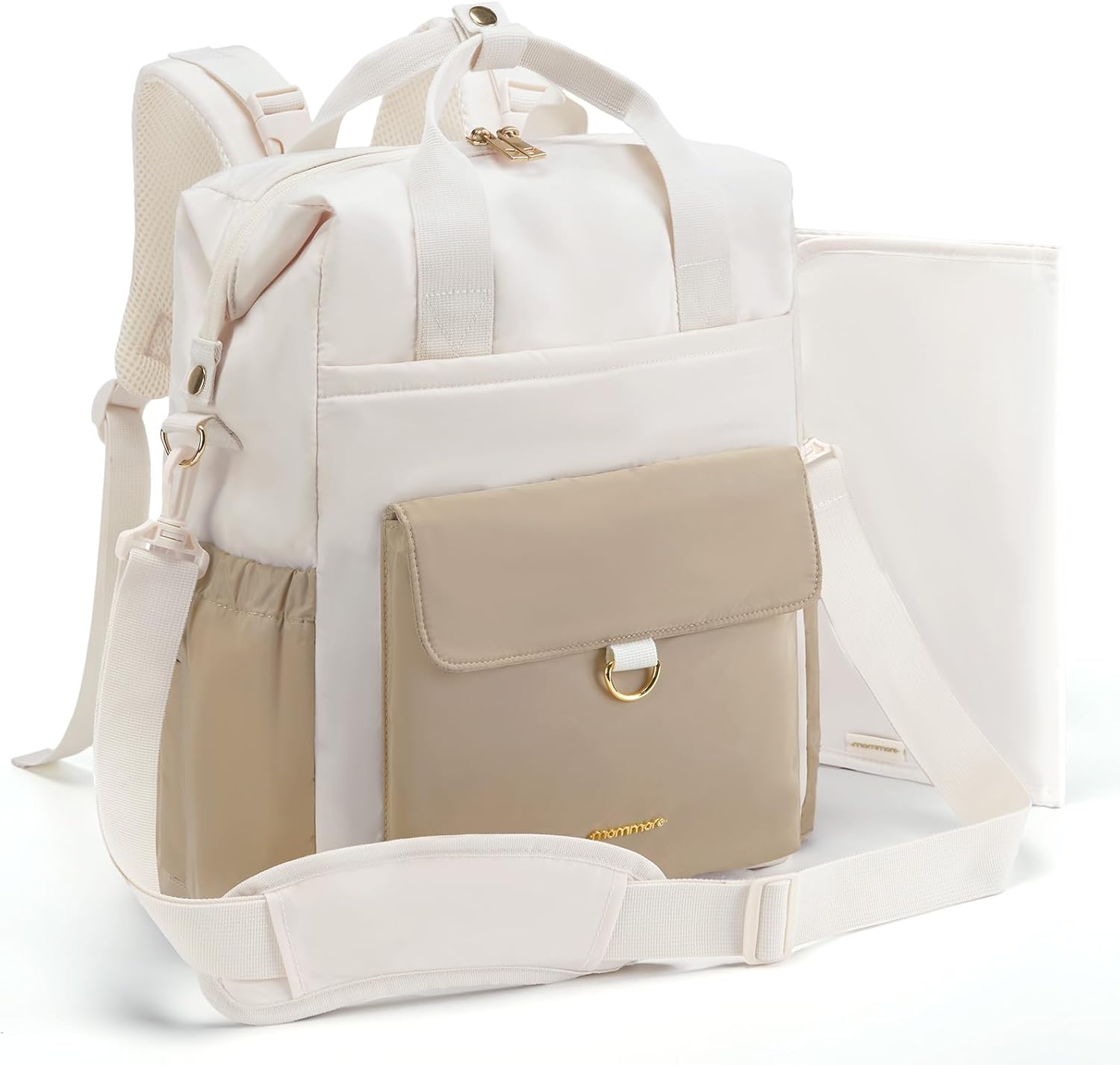 mommore Diaper Bag Backpack, Large Baby Bag for Girl Boy Convertible Diaper Bag Tote with Changing Pad, Insulated Pockets, Stroller Buckles, Travel Diaper Bag with Removable Shoulder Strap