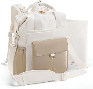mommore Diaper Bag Backpack, Large Baby Bag for Girl Boy Convertible Diaper Bag Tote with Changing Pad, Insulated Pockets, Stroller Buckles, Travel Diaper Bag with Removable Shoulder Strap