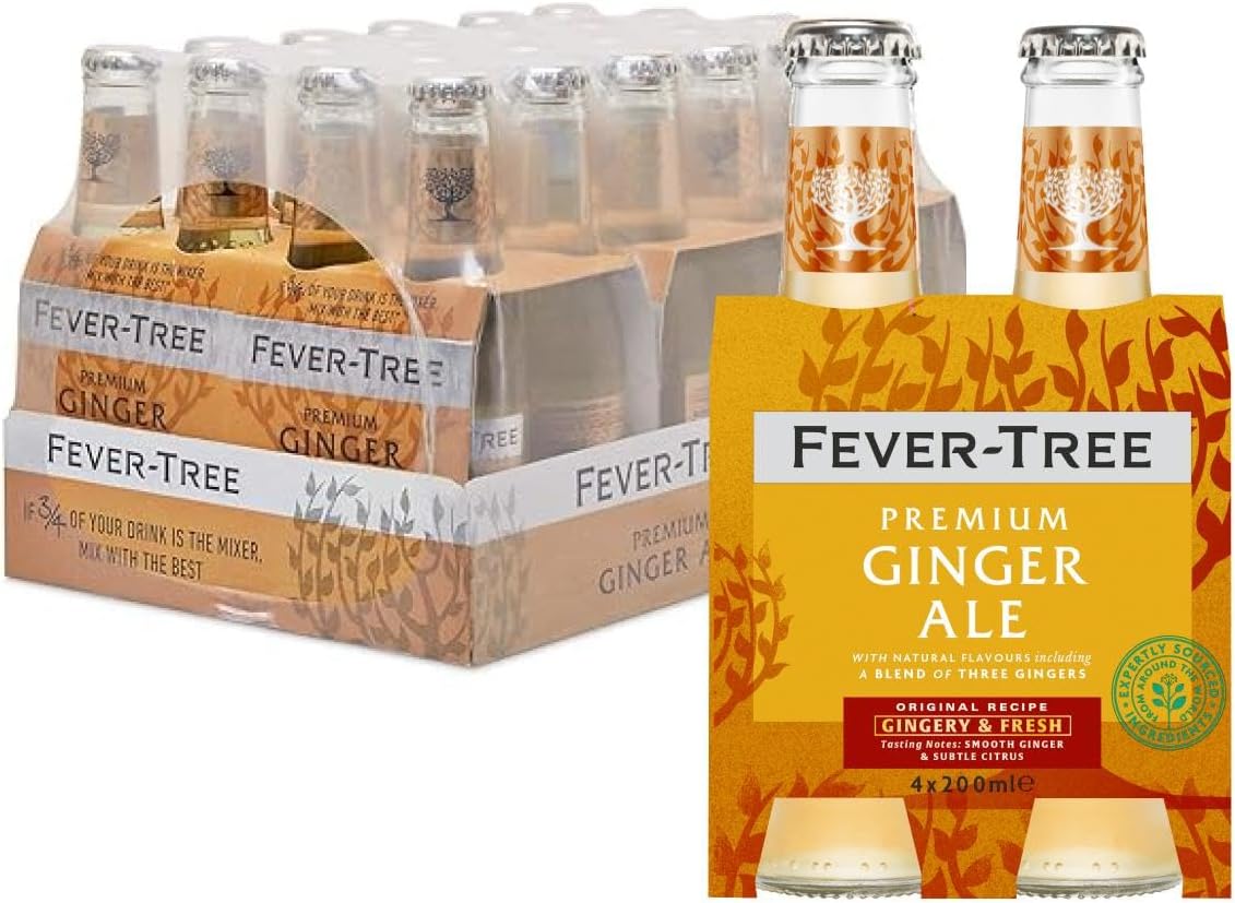 Fever-Tree Ginger Ale 4 x 200 ml (Pack of 6, Total 24 Bottles)