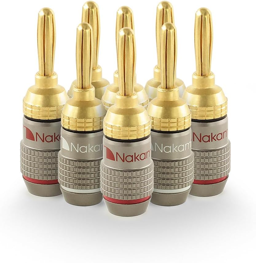 Nakamichi FanLock Excel Series 24k Gold Plated Banana Plugs, 10-18 AWG