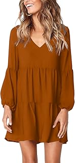 Amoretu Women Summer Tunic Dress V Neck Casual Loose Flowy Swing Shift Dress