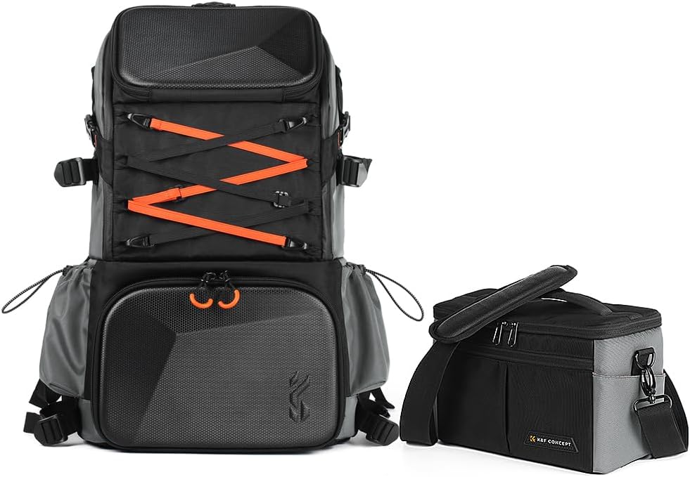 K&F Concept Camera Bag EVA Waterproof 2 in 1Camera Backpack Shoulder Bag 32L Large Capacity with Rain Cover Storage for 15.6" Laptop for Photography