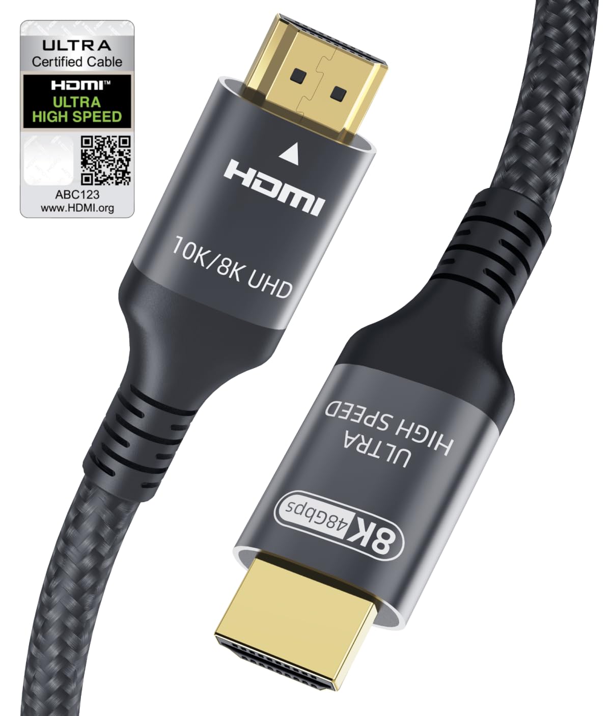 Certified 10K 8K HDMI 2.1 Cable 10 FT, 48Gbps Ultra High Speed HDMI Cable with Ethernet 4K 240Hz 165Hz 144Hz 120Hz 8K60Hz eARC HDCP2.3 HDR10+ PC Laptop TV Monitor Projector PS5 X-Box