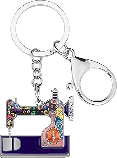 BONSNY Enamel Metal Novelty Sewing Machine Key Chains For Women Girl Gift Car Purse bag Rings Charms
