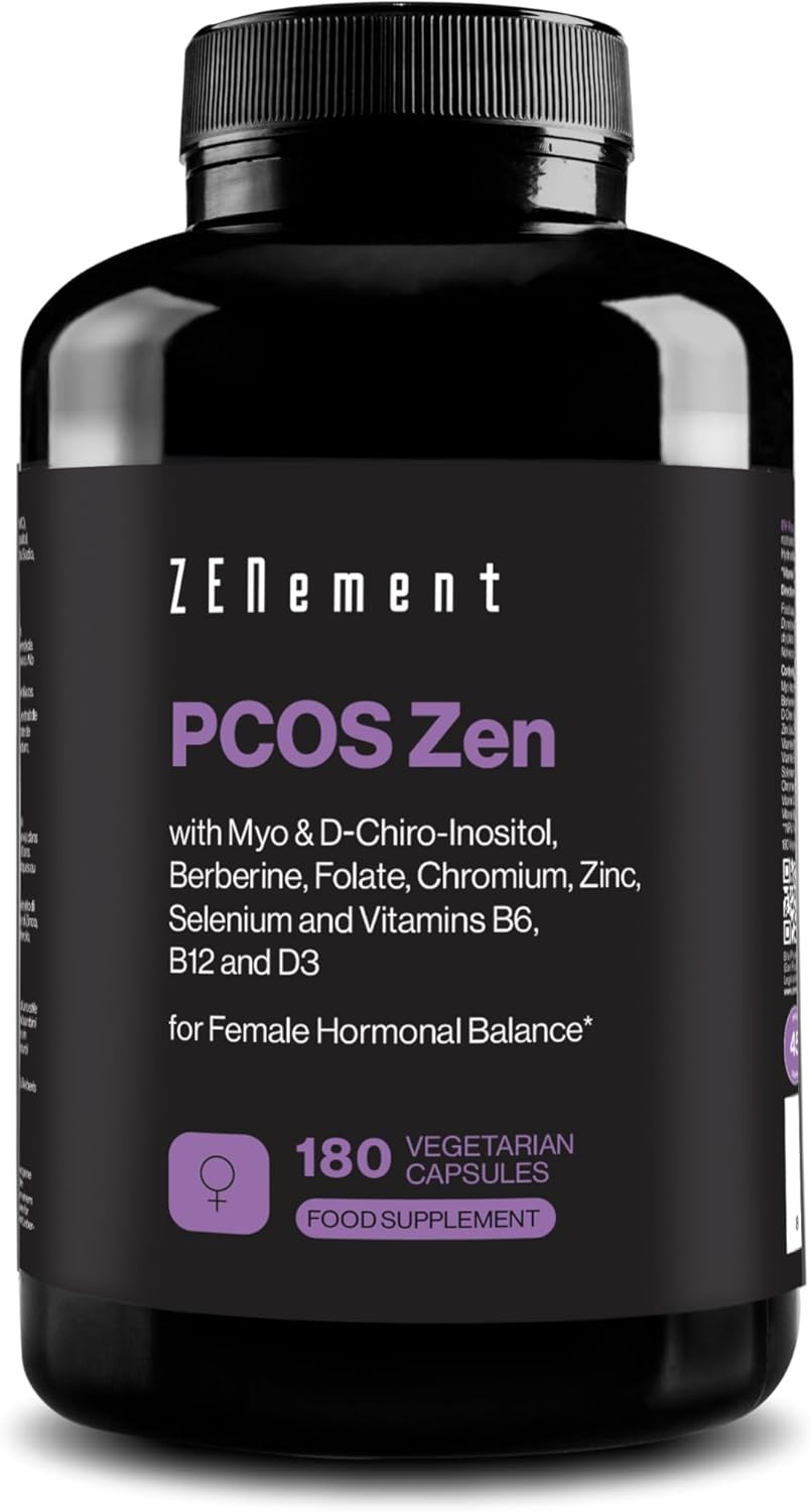 Myo-Inositol and D-Chiro-Inositol 40:1 - PCOS, Complete Formula for Polycystic Ovaries - Hormonal Balance and Metabolic Support - 180 Vegetarian Capsules - Zenement