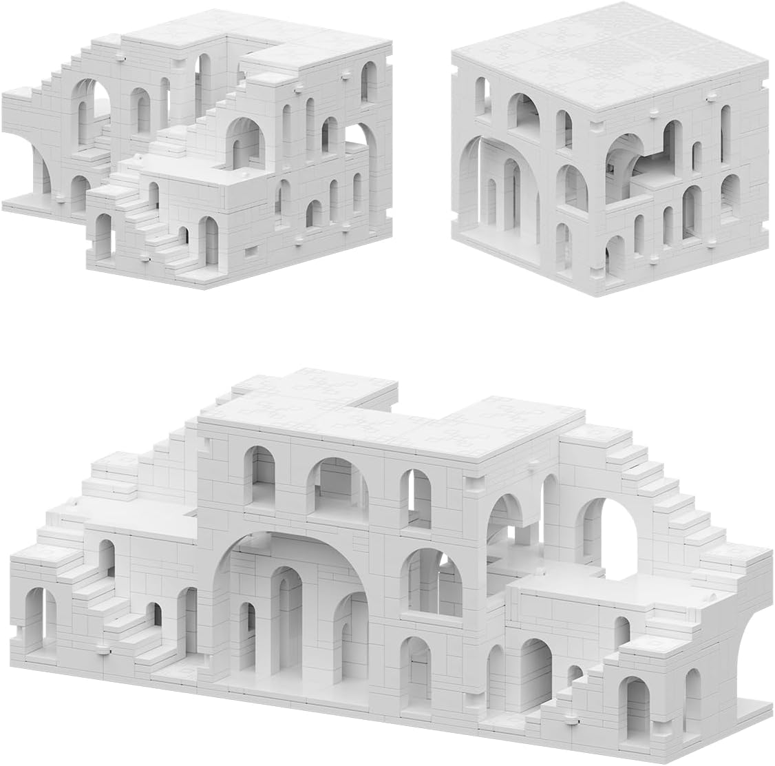 dOvOb Architectural Transformable White Castle Building Blocks Set - 1170PCS Construction Magic Maze Mode Collectible Display Set for Adults and Teenagers
