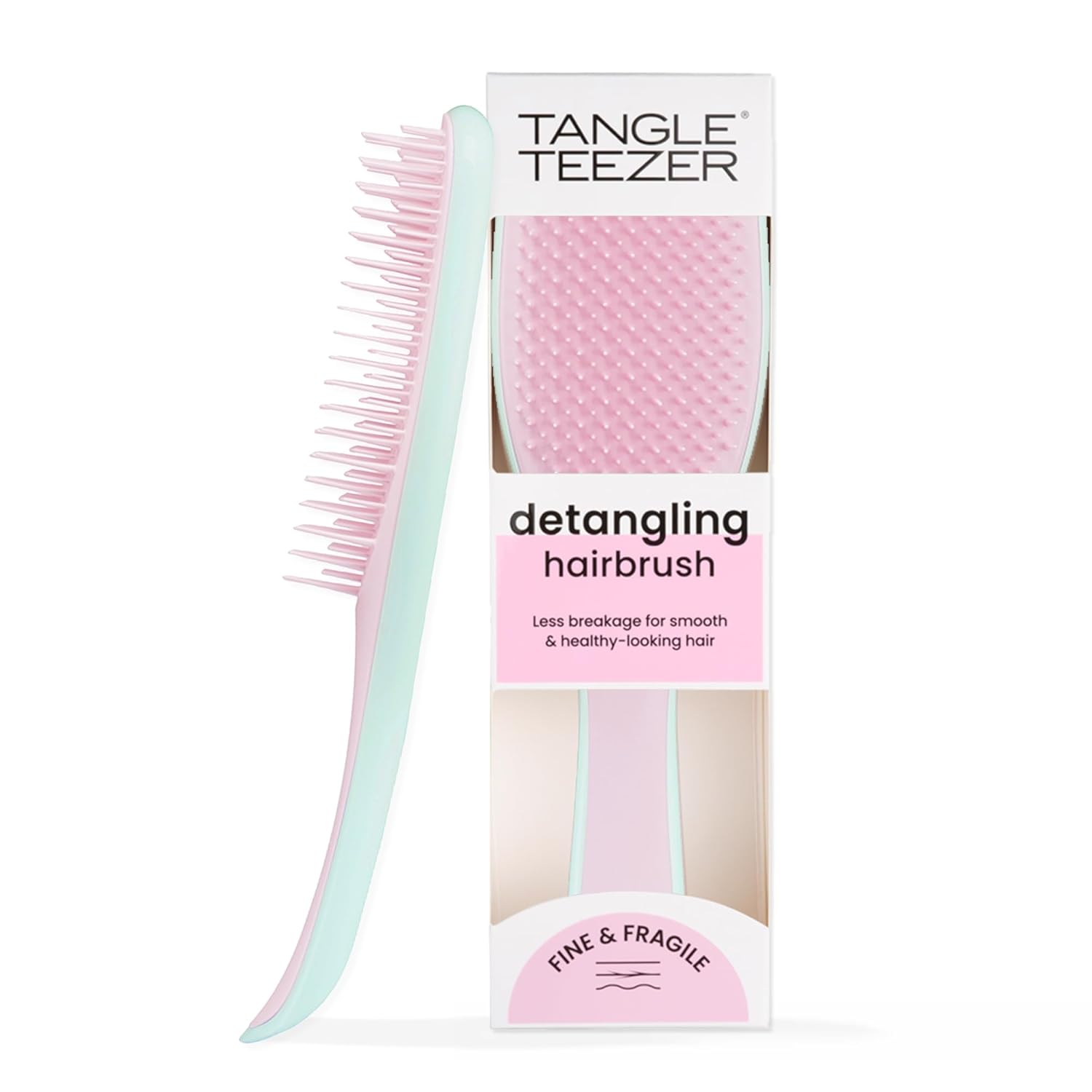Tangle Teezer Fine & Fragile Ultimate Detangler Brush, Dry & Wet Hair Brush to Detangle & Reduce Breakage, Marshmallow Pink & Mint