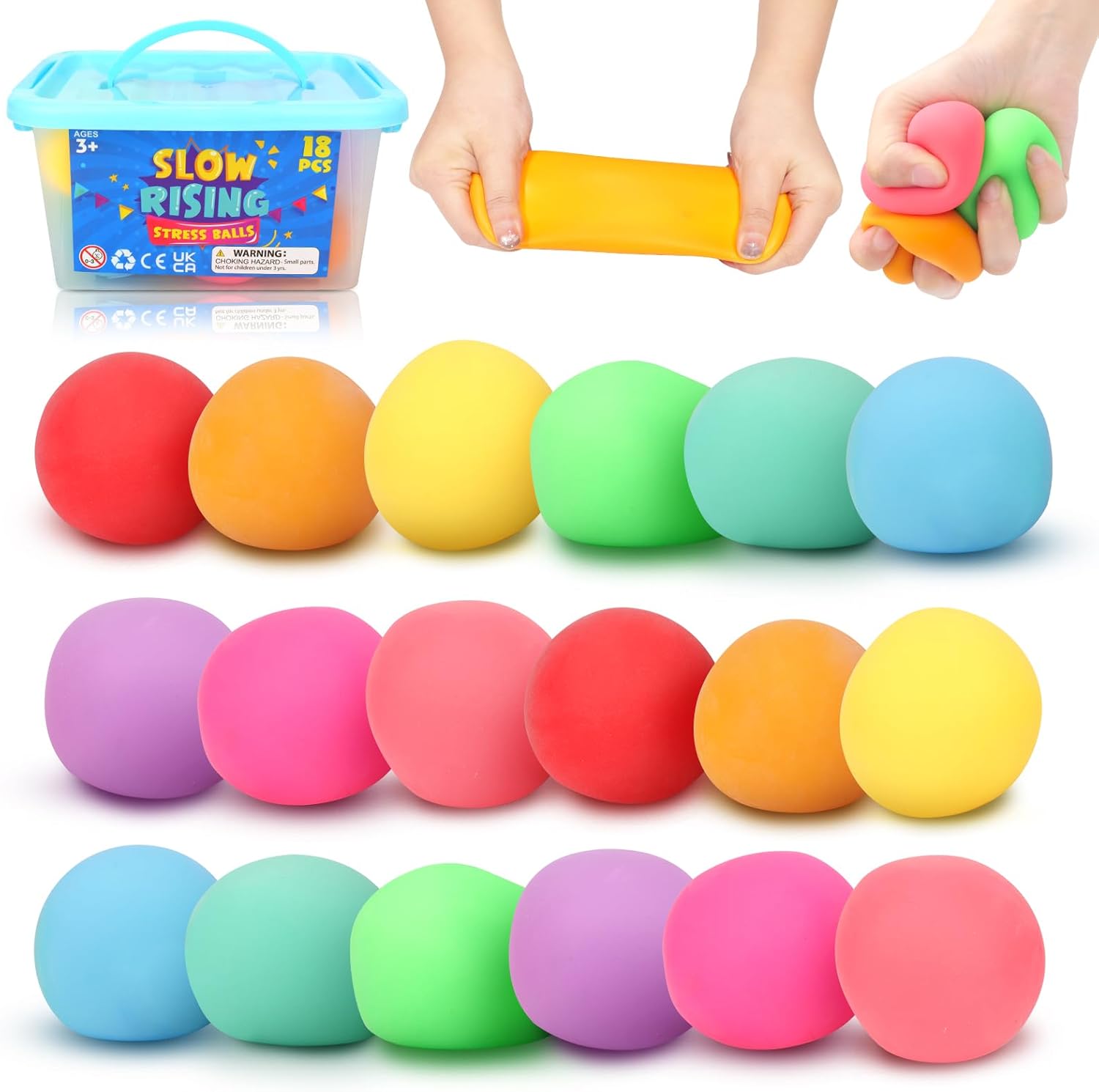 Squishy Stress Balls Fidget Toys: 18 Pack Mini Stress Balls for Kids Adults, ADHD Tools Sensory Fidget Toys, Travel Toys Road Trip Activities for Kids, Boys Girls Gifts Party Favors, Classroom Prize