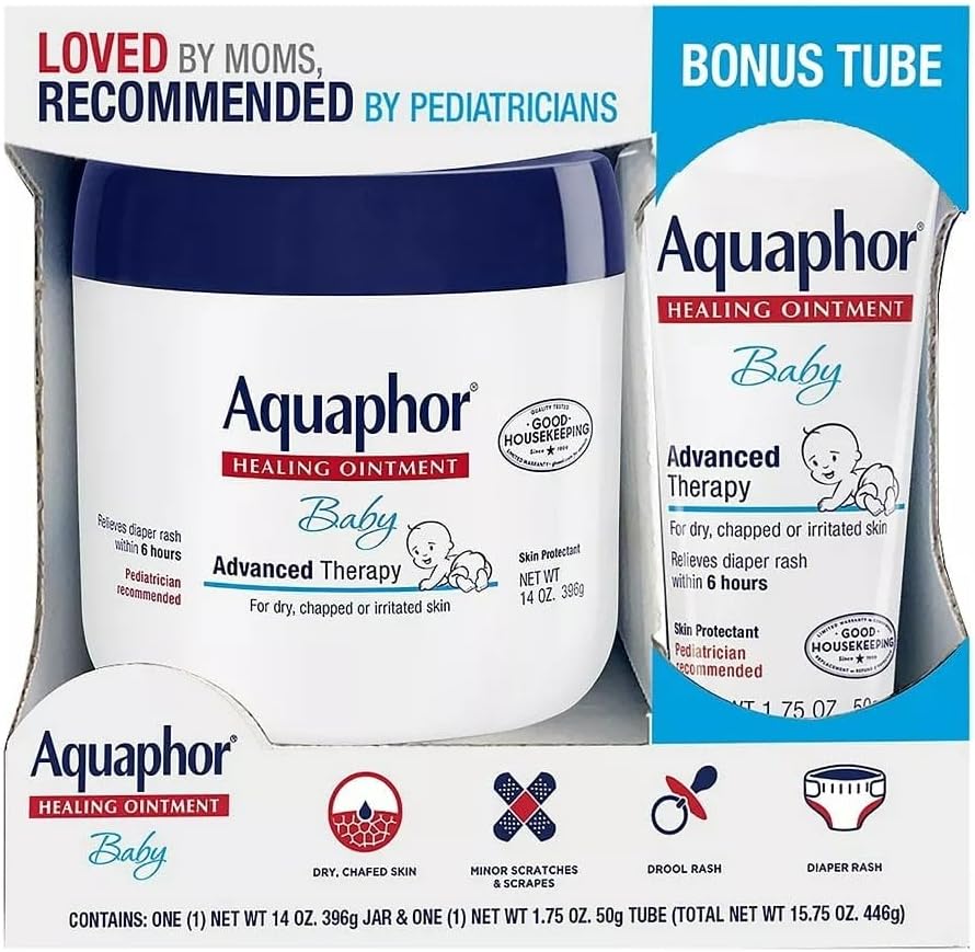 Aquaphor Baby Healing Ointment Bundle – 2 Pack of Eucerin Aquaphor Baby Ointment for Dry, Cracked Skin & Nappy Rash – Nappy Rash Cream for Babies