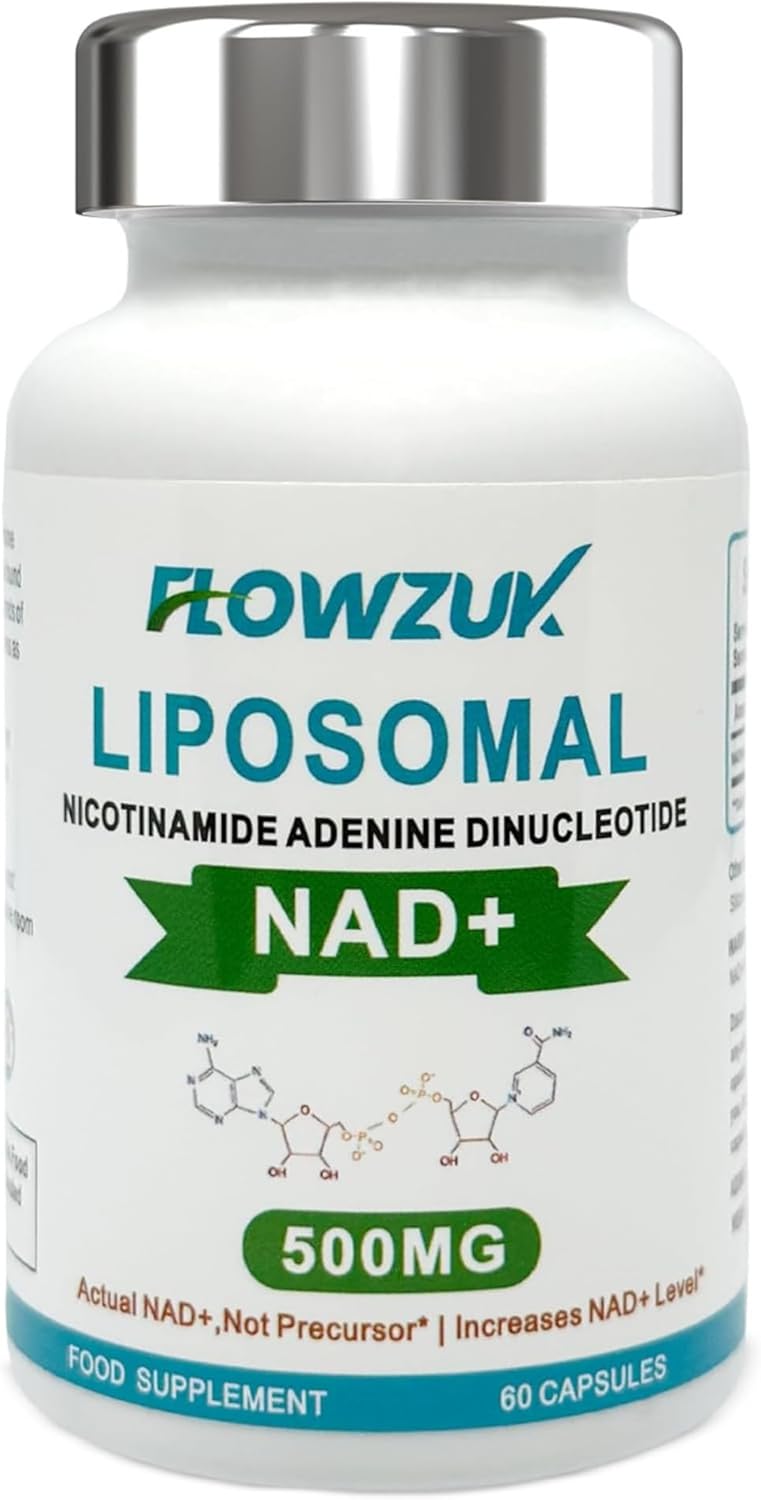 Flowzuk NAD+ Supplement - 500mg High Strength Energy Booster, Antioxidant & Anti-Ageing - Max Absorption Nicotinamide - Vegan, Non-GMO - 60 Capsules
