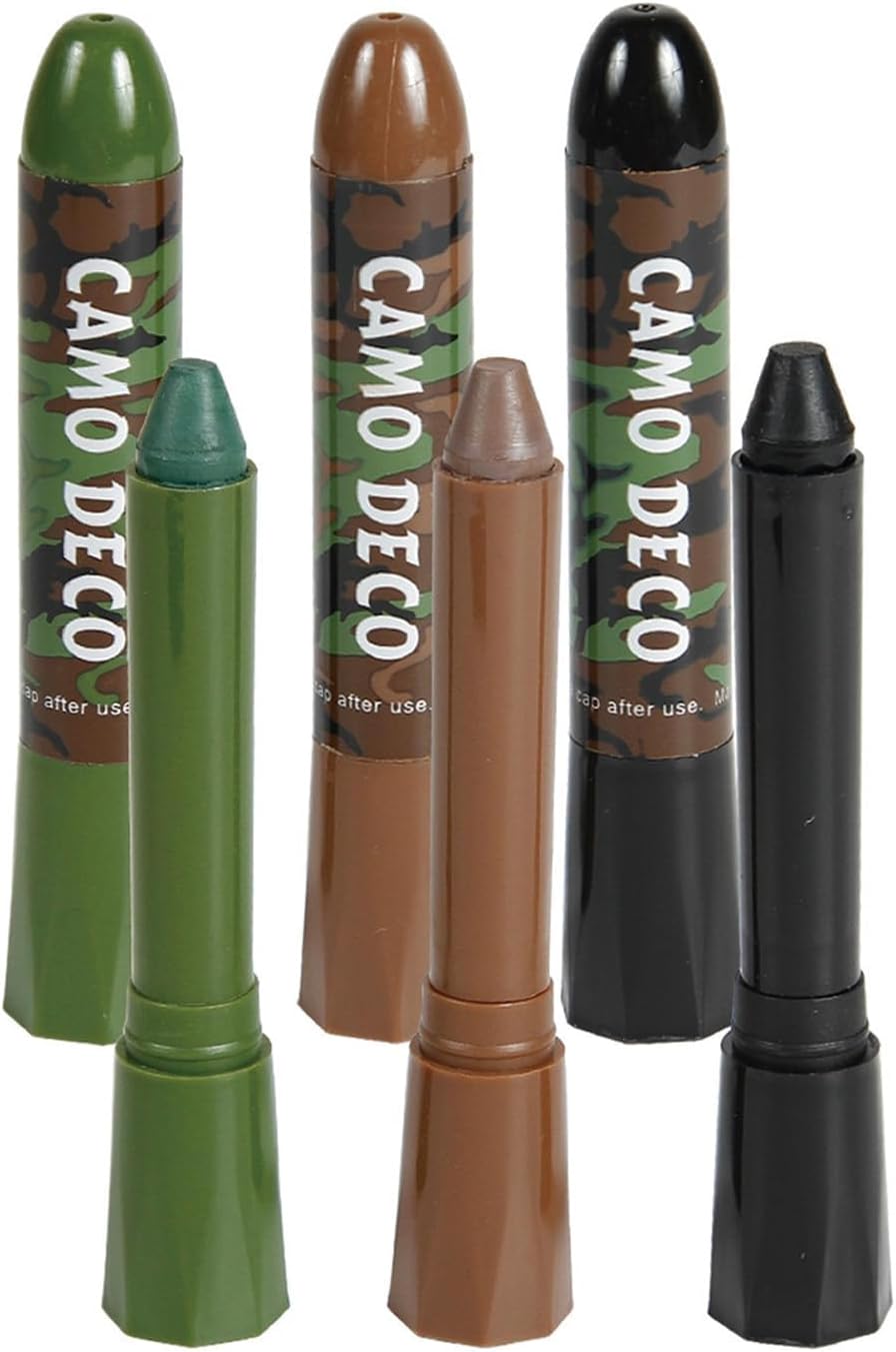 Camo Face Paint Stick Set , Waterproof & Sweat-Resistant Body and Eye Camouflage for Hunting, Military Training & Outdoor Survival– 3 Colors (Black/Brown/Green)