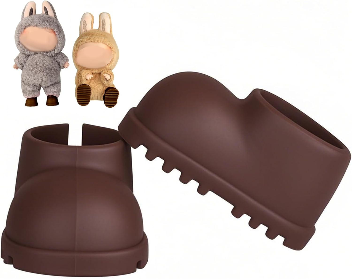 Doll Shoes for 17cm Doll, Cute Mini Shoes Accessories for 17cm Dolls Sitting Standing Series, Silicone Doll Rain Shoes Boots(1 Pair Brown, No Doll)
