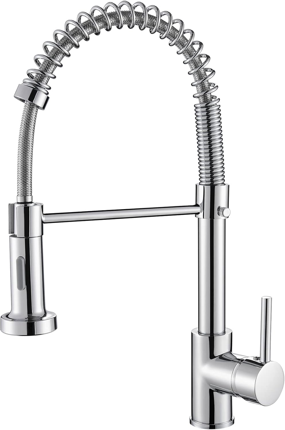 Cobbe Kitchen Sink Mixer Tap, Spring Faucet with Pull Down Sprayer, 2 Spray Modes High Arc Single Handle Lever Kitchen Tap (Chrome)