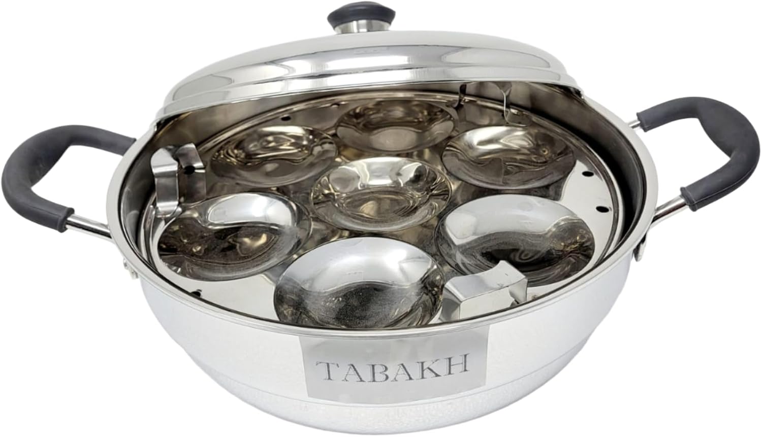 TABAKH Triply Stainless Steel Multi Kadai with Steamer Plate, Mini Idli Plate, 2 Idly Plates, 2 Dhokla Plates, Momo Steamer, Induction Friendly (Comes with 2 Lids - Glass & Steel)