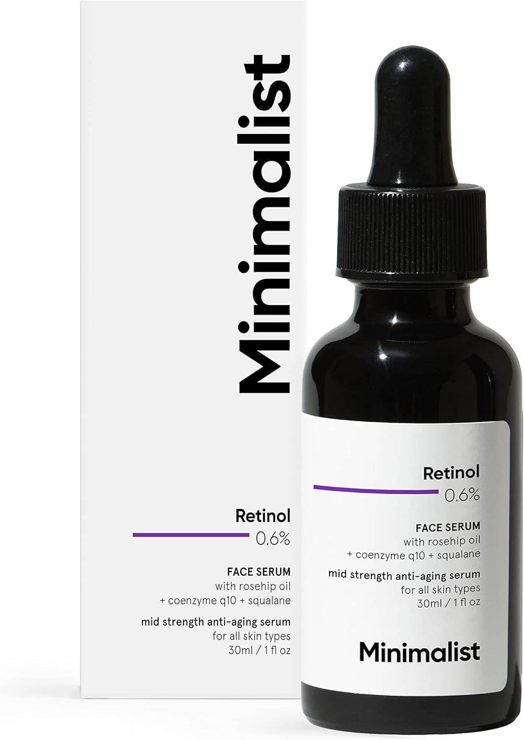 Minimalist Retinol 0.6% Mid-Strength Anti Aging Face Serum For Men & Women | Reduces Fine Lines & Wrinkles | Medium Strength Retinol Formula