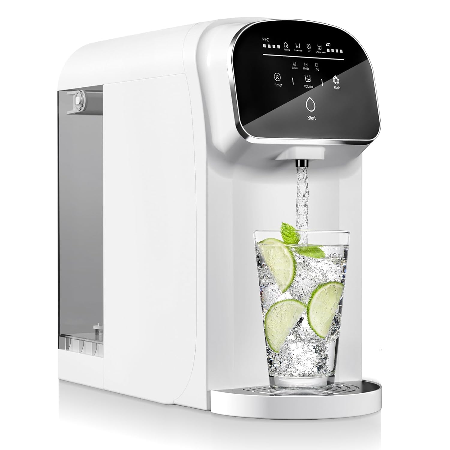 UV Reverse Osmosis Water Filter Countertop, 5-Stage RO Water Filtration System, 5:1 Pure to Drain, No Installation Required, Portable Water Purifier for Home Kitchen