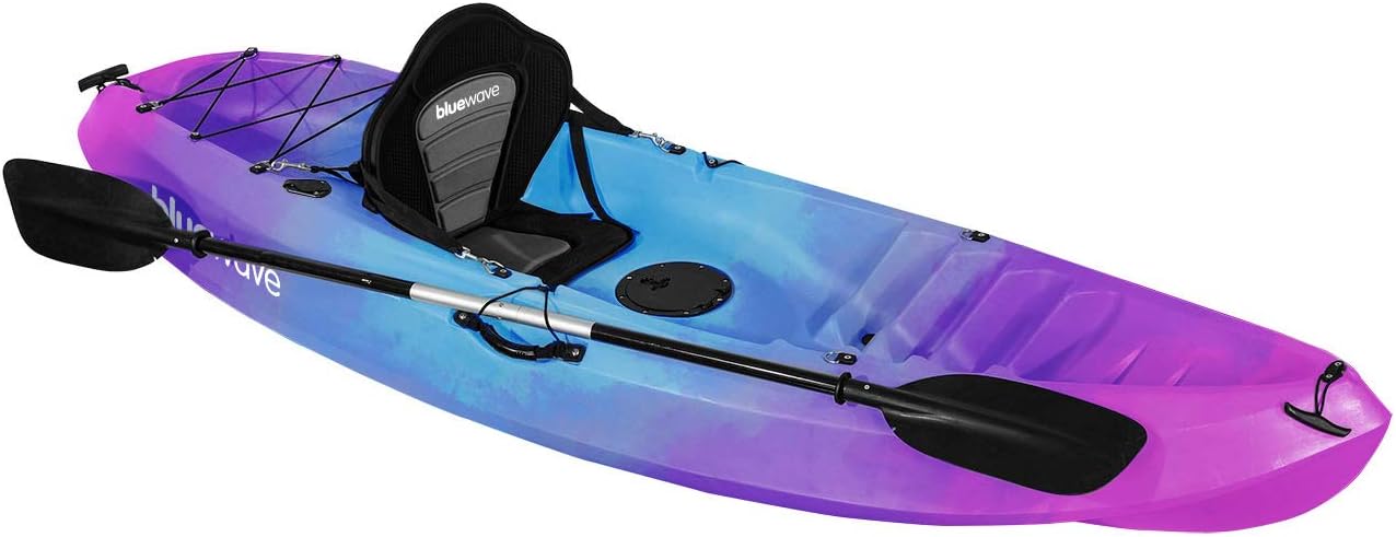 Bluewave Discovery Sit On Top Touring Kayak – Stable & Manoeuvrable – Deluxe Seat & Paddle Package