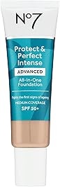 No7 Protect & Perfect Advanced All in One Foundation - Calico - Age Defying Foundation Makeup with SPF 50 for Women - Makeup Base Cream Helps to Reduces Redness & Blurs Visible Pores (30ml)