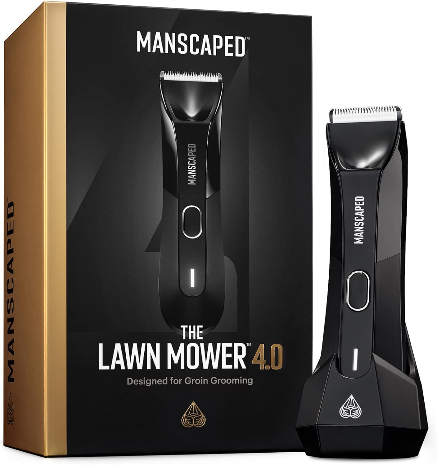 MANSCAPED® The Lawn Mower® 4.0, Electric Groin Hair Trimmer, Replaceable SkinSafe® Ceramic Blade Heads, Waterproof Wet/Dry Clippers, Rechargeable, Wireless Charging, Male Hygiene Grooming Razor