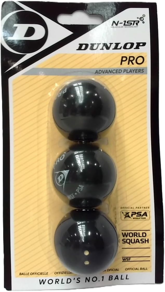 DUNLOP Squash Balls Pro Double Yellow, Official Tournament Squash Ball