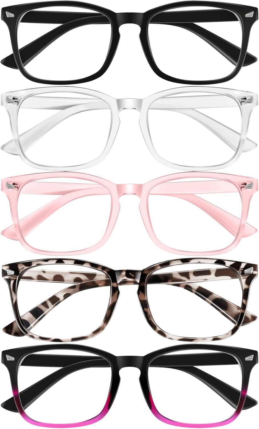 Okany Blue Light Blocking Computer Glasses for Women,Men, Lightweight Anti Glare Eyeglasses 5 Pack