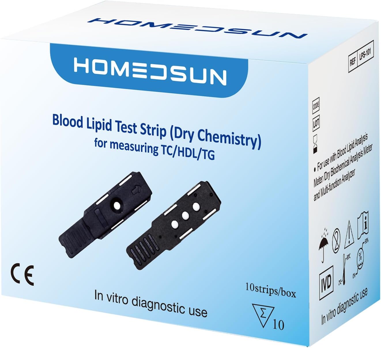 10 Pack 4 in 1 Total Cholesterol HDL LDL and Triglyceride Test Strips with Lancets Droppers Exclusively Compatible with The HSLPM-102 Cholesterol Test Meter (Analyzer is Not Included)