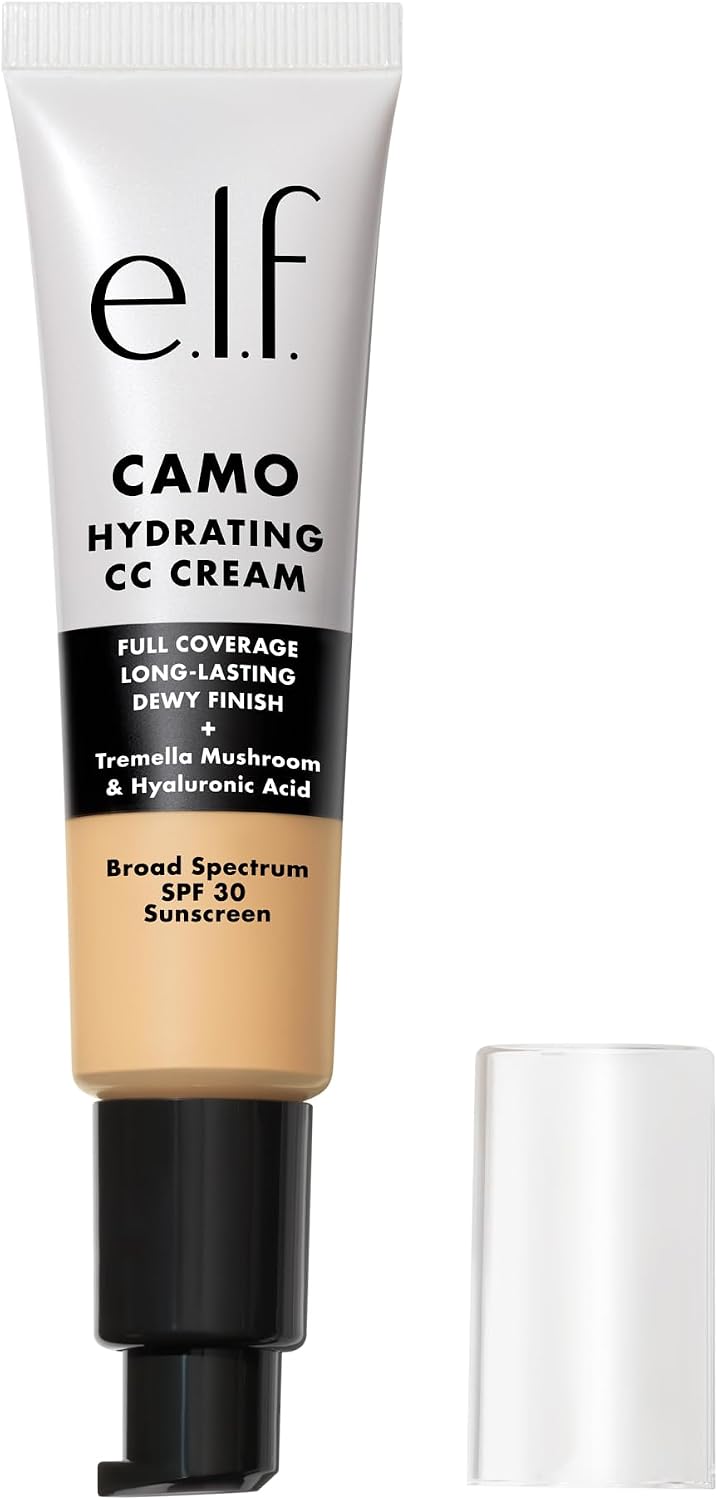 e.l.f. Hydrating Camo CC Cream, Colour Correcting Full Coverage Foundation For A Dewy Finish With SPF 30, Vegan & Cruelty-Free, Light 240W