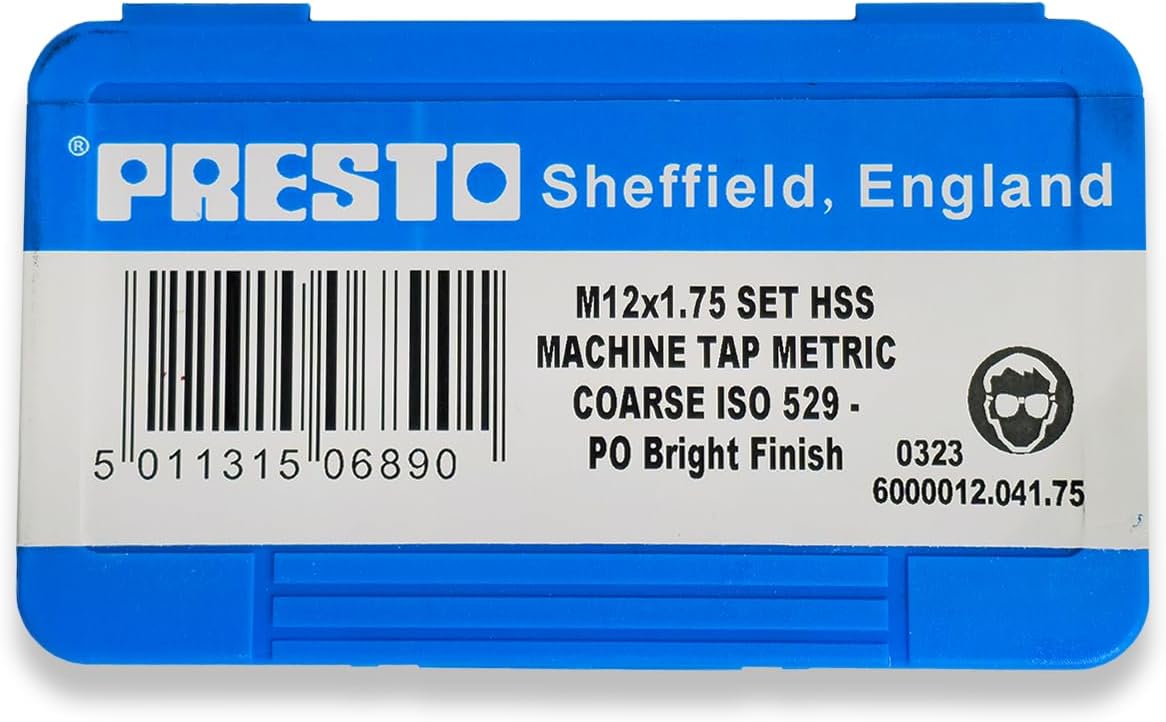 Presto M12 x 1.75 HSS Metric Hand Tap Set (Pack of 3) 6000012.041.75 from RDGTools