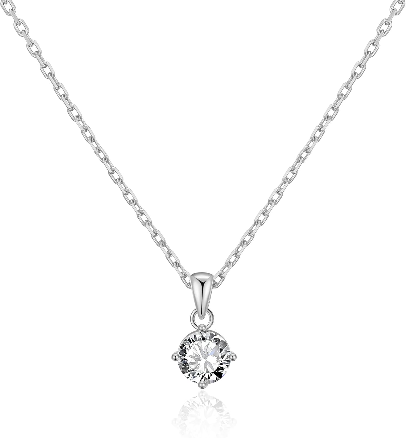Philip Jones Silver Plated Solitaire Necklace Created with Zircondia® Crystals