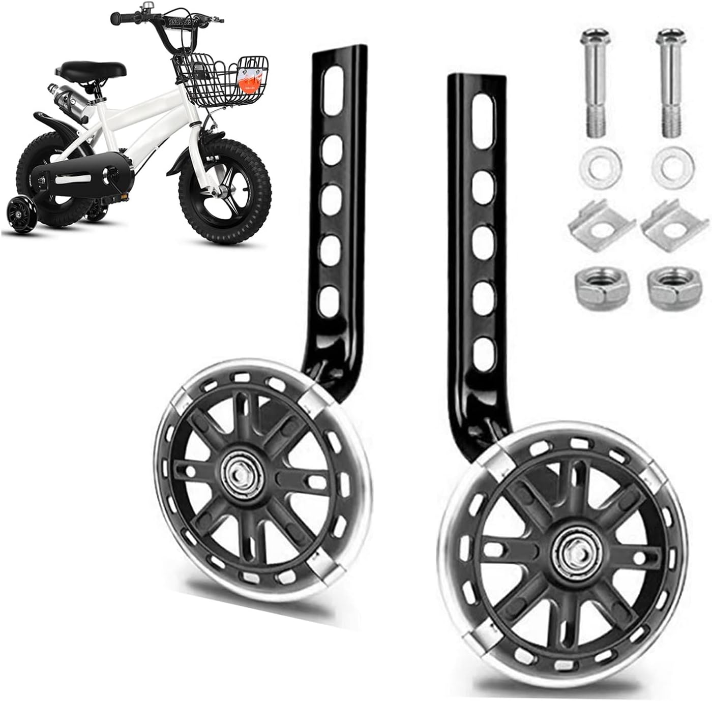 Stabilisers for Child's Bike - Training Wheels for Boys and Girls, 1 Pair Bicycle Stabilizers Mounted Kit for 12 14 16 18 20 Inch Children's Bikes