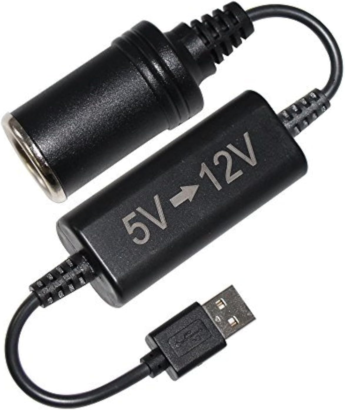 KC CABLE 5V USB A Male to 12V Car Cigarette Lighter Socket Female Step Up voltage Converter Cable, USB Charge port Converter Power From 5v to 12v for GPS, Dash cam