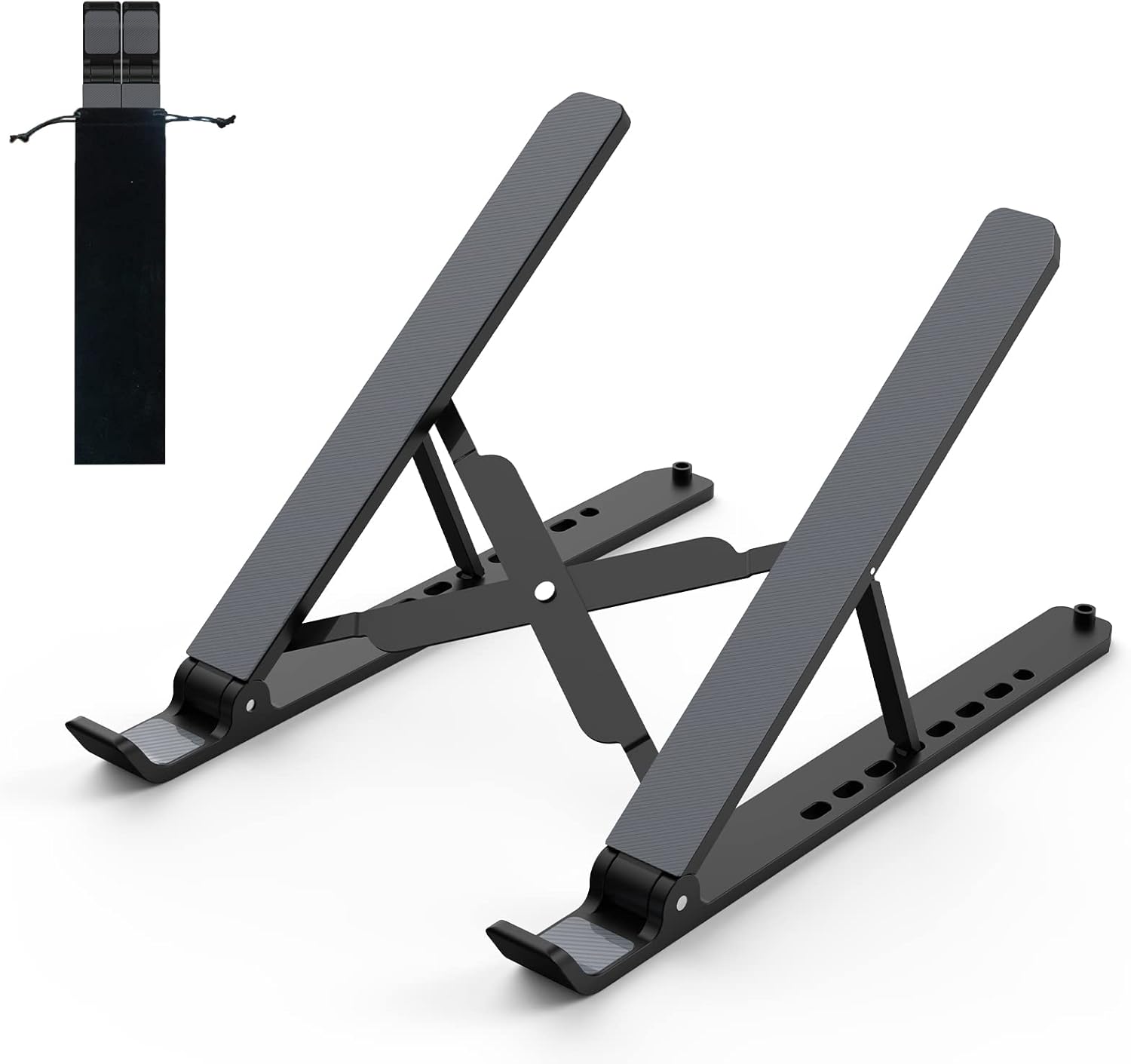 Laptop Stand for Desk, Adjustable Laptop Riser ABS+Silicone Foldable Portable Laptop Holder, Ventilated Cooling Notebook Computer Stand for 10-15.6” Laptops,Tablets-Black
