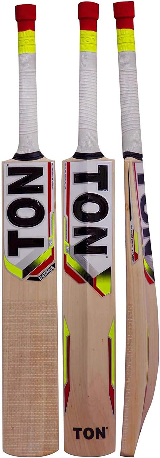 SS Kashmir Willow Leather Ball Cricket Bat, Exclusive Cricket Bat for Adult Full Size with Full Protection Cover (TON Maximus)