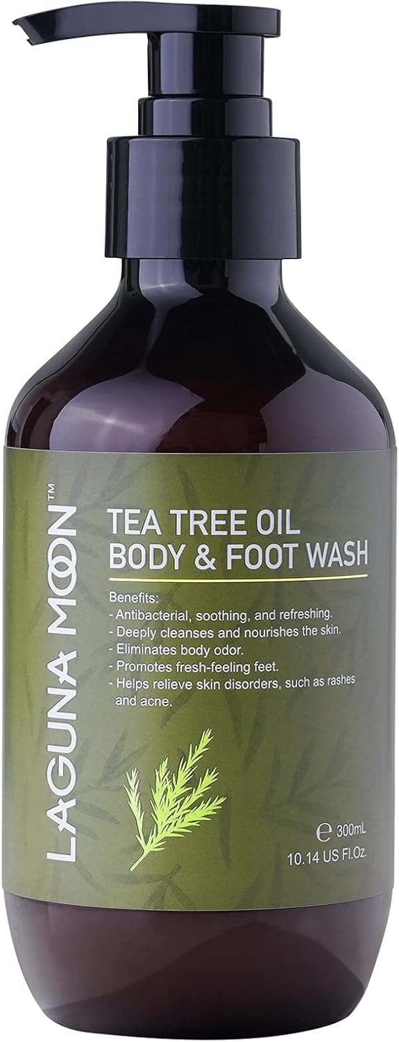 Lagunamoon Tea Tree Body Wash, Antifungal Body Soap with Pure Tea Tree Oil for Athlete's Foot, Body Odor, Eczema, Jock Itch, Ringworm, Toenail Fungus, Acne, Natural Foot & Body Wash, 300ml(10.14fl oz)