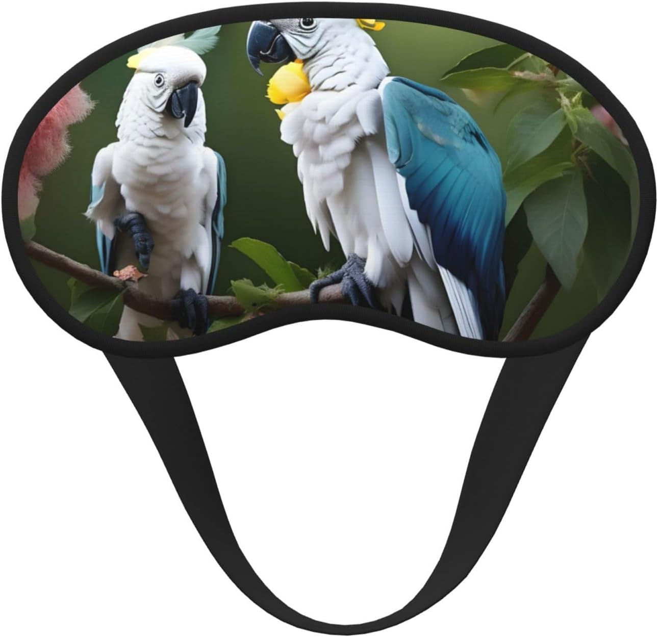 Beautiful Cockatoo Bird Flower Print Sleep Mask for Side Sleepers Cute Blackout Eye Mask Shades Cover for Home or Travel