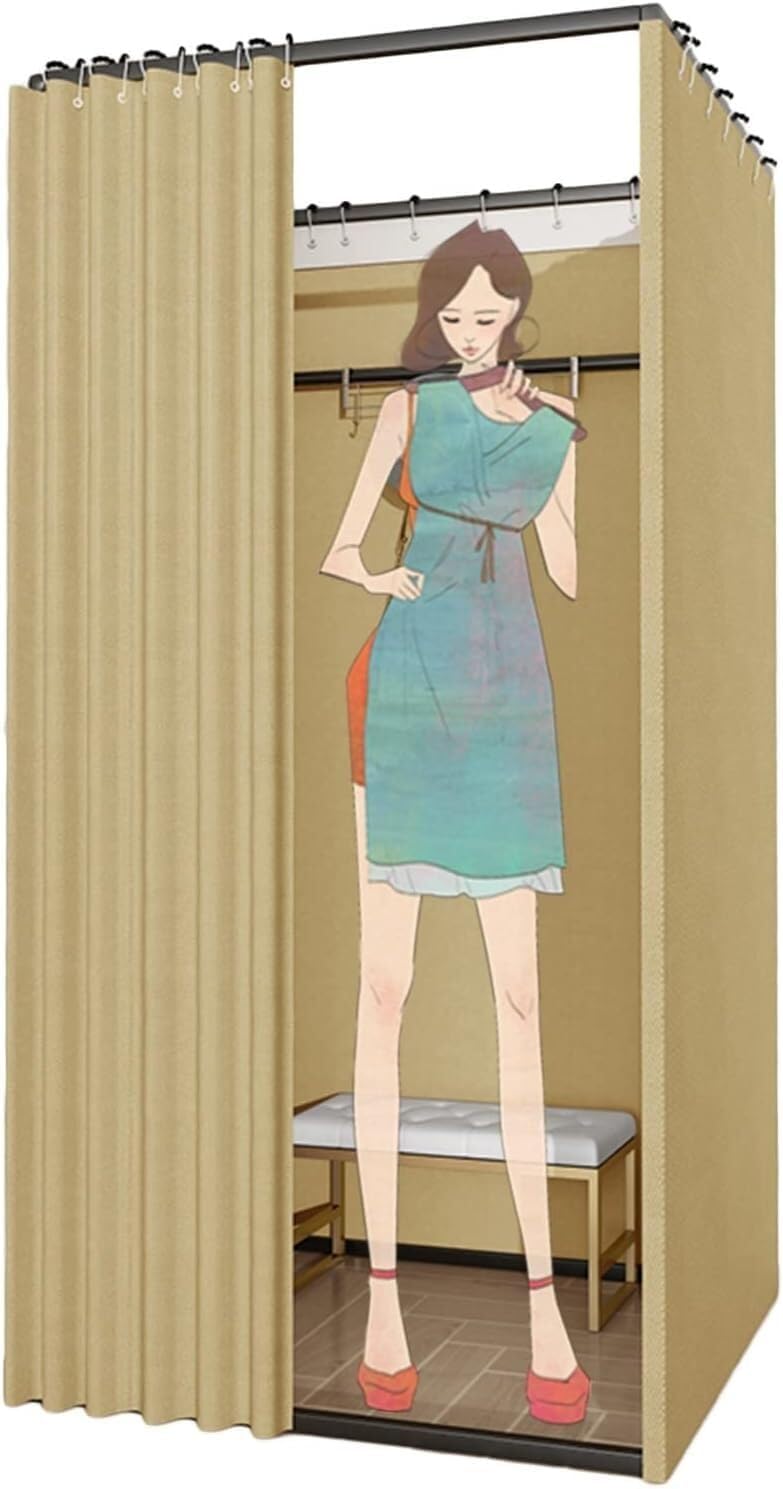 3 Sizes Clothing Store Fitting Room Mobile Track Privacy Partition Display Rack Mall Office Temporary Storage Room(80x80x200cm)