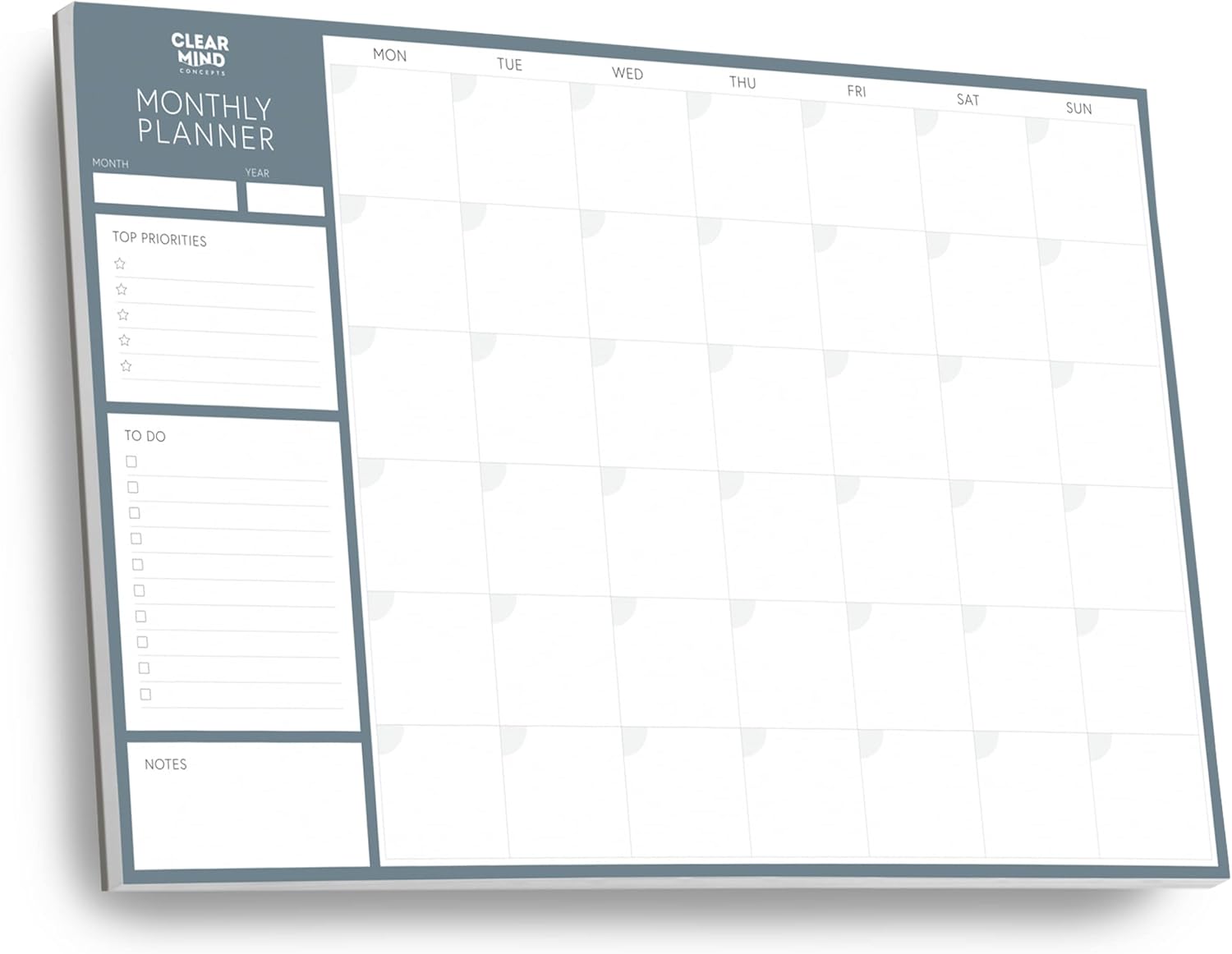 Monthly Planner Desk Pad by Clear Mind Concepts® – A3 Size - 24 Undated Tear Off Sheets 160gsm Thick Paper - To Do Checklist Notes for Home Business Office Study Productivity Planning and Organising