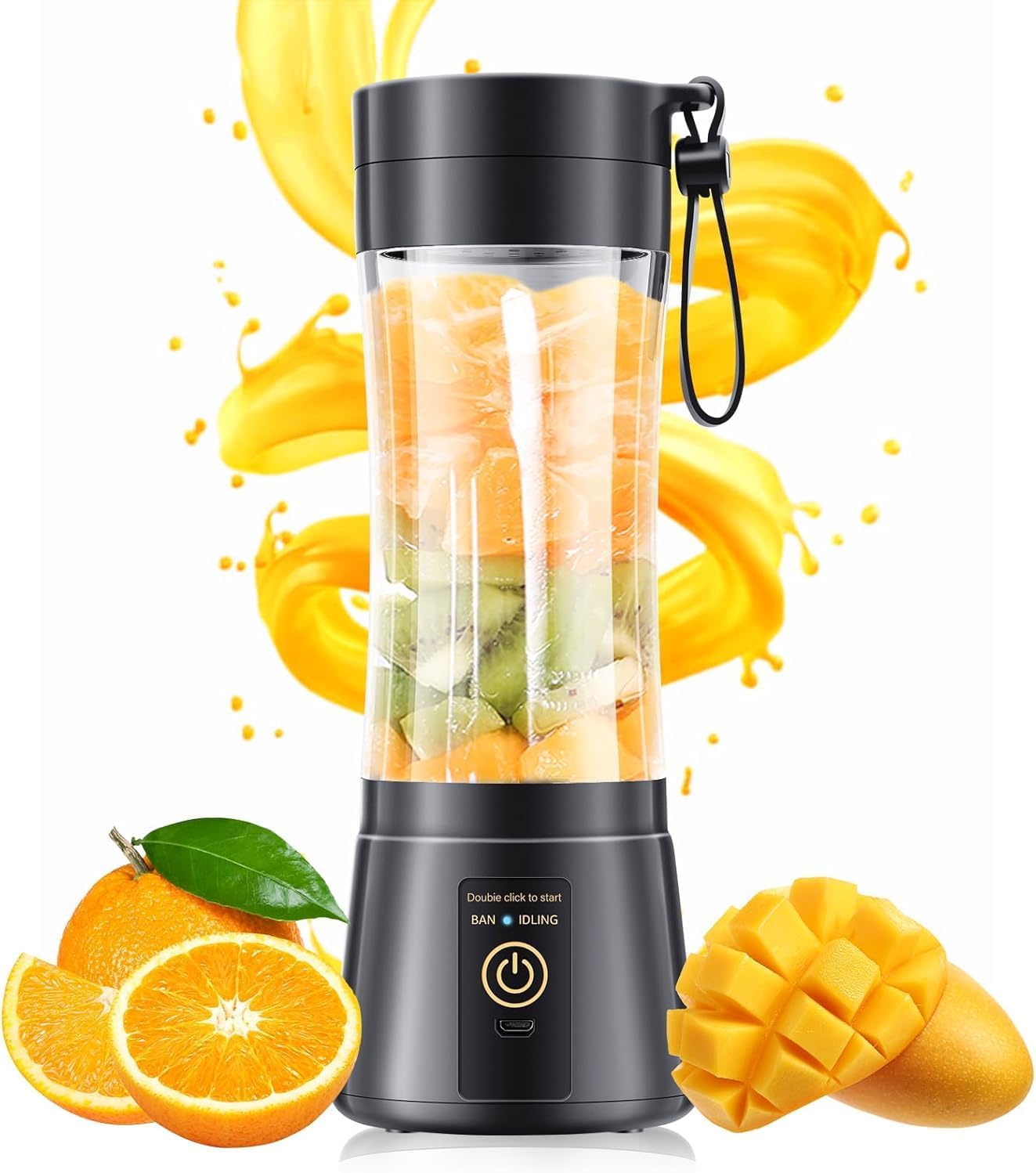 Portable Blender for Smoothies & Shakes - Cordless Personal Size Mini Blender with BAP Free Juice Cup, USB Rechargeable Suit for Sports/Picnic