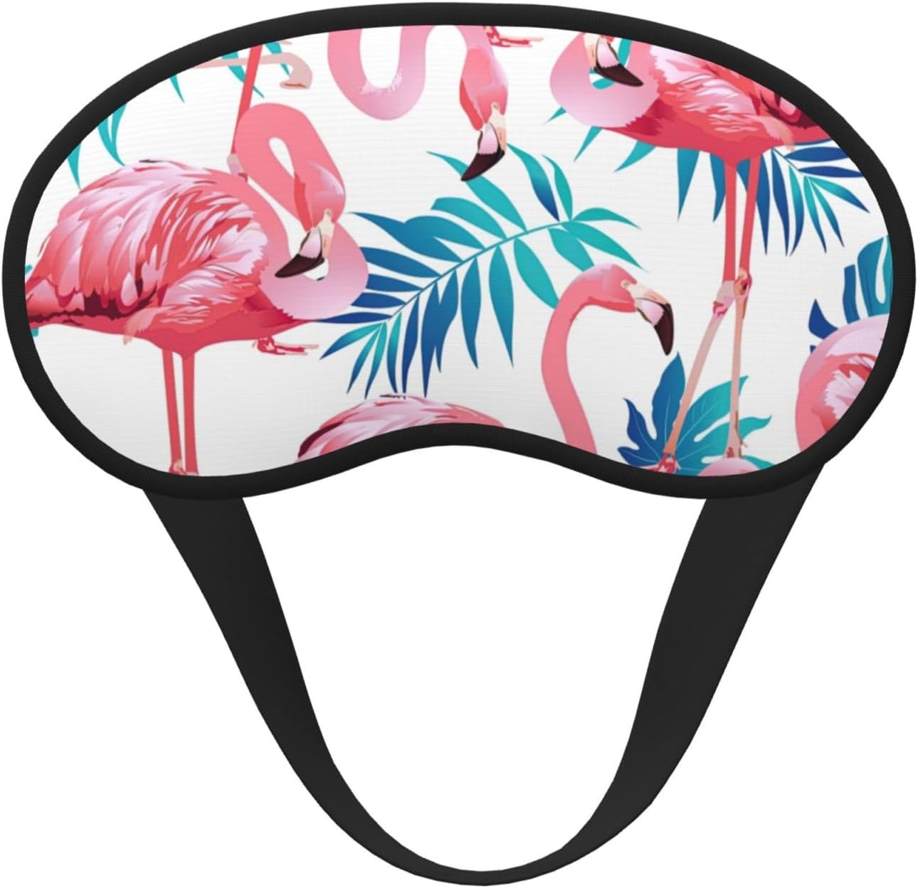 Flamingo Bird Green Plant Leaf Print Sleep Mask for Side Sleepers Cute Blackout Eye Mask Shades Cover for Home or Travel