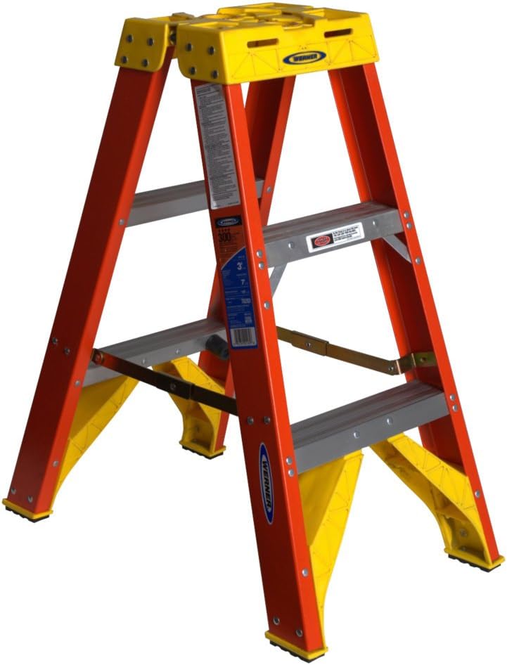 Werner 3 ft. Fiberglass Twin Step Ladder with 300 lb. Load Capacity Type IA Duty Rating T6203